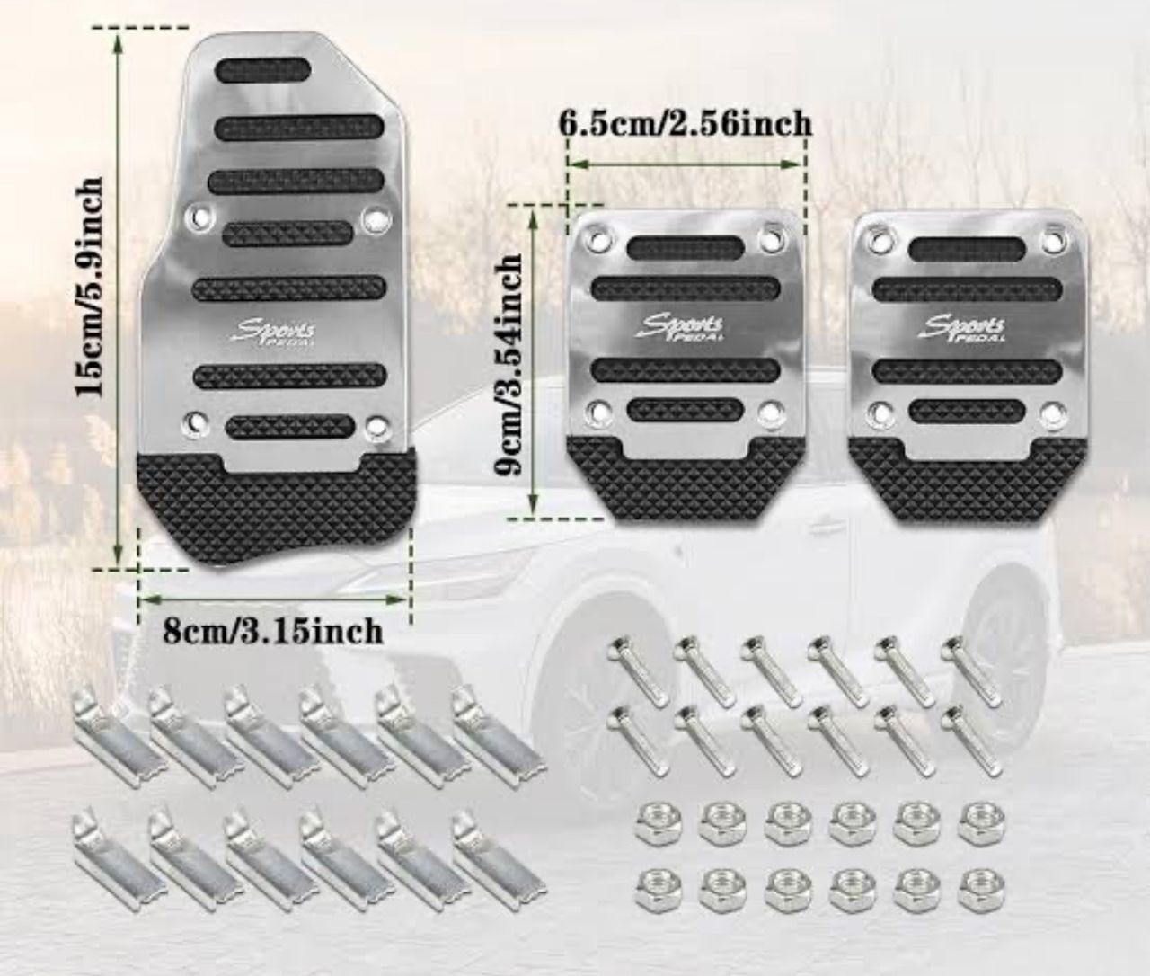 Araba Pedal Seti Spor Kaymaz Manuel Araba Gaz Fren Debriyaj Pedalı Kapağı Silver