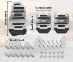 Araba Pedal Seti Spor Kaymaz Manuel Araba Gaz Fren Debriyaj Pedalı Kapağı Silver