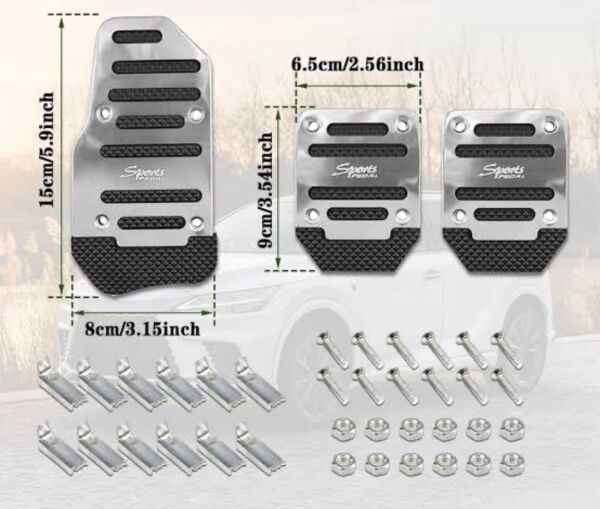 Araba Pedal Seti Spor Kaymaz Manuel Araba Gaz Fren Debriyaj Pedalı Kapağı Silver