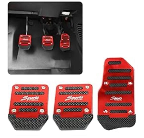 Araba Pedal Seti Spor Kaymaz Manuel Araba Gaz Fren Debriyaj Pedalı Kapağı Kırmızı
