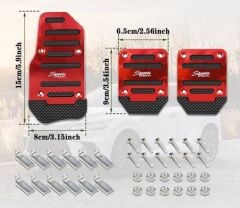 Araba Pedal Seti Spor Kaymaz Manuel Araba Gaz Fren Debriyaj Pedalı Kapağı Kırmızı