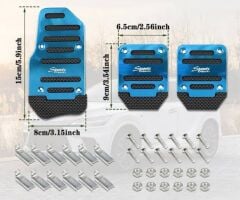 Araba Pedal Seti Spor Kaymaz Manuel Araba Gaz Fren Debriyaj Pedalı Kapağı Mavi