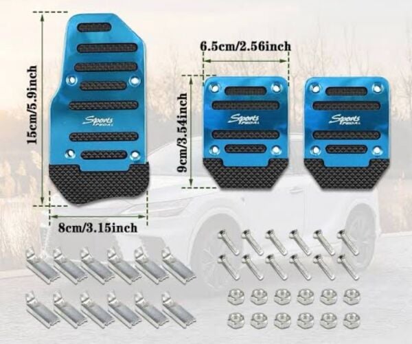 Araba Pedal Seti Spor Kaymaz Manuel Araba Gaz Fren Debriyaj Pedalı Kapağı Mavi