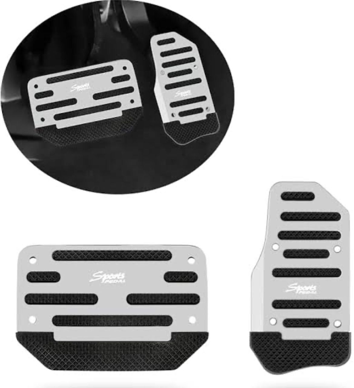 Araba Pedal Seti Spor Kaymaz Otomatik Araba Gaz Fren Pedalı Kapağı Silver