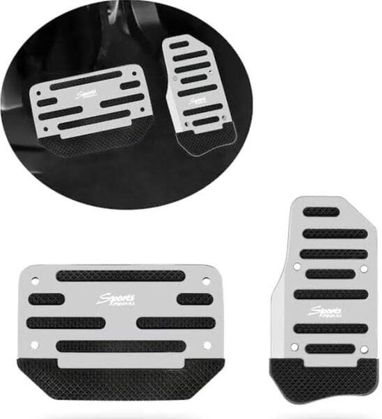 Araba Pedal Seti Spor Kaymaz Otomatik Araba Gaz Fren Pedalı Kapağı Silver